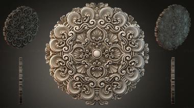 Round decor, rosettes Round rosette with swirls and a central sphere 3d model