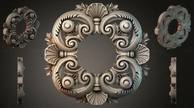 Round decor, rosettes Cartouche with volutes and shell 3d model