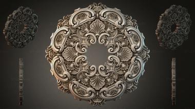 Round decor, rosettes Round panel with swirl pattern and shells 3d model