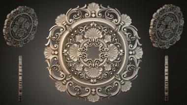 Round decor, rosettes Square medallion with volutes and shells 3d model