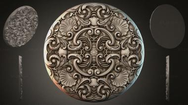 Round decor, rosettes Round rosette with acanthus and spiral curls 3d model