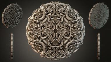 Round decor, rosettes Round carved panel with scrolls and leaves 3d model