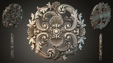 Round decor, rosettes Baroque rosette with volutes and shells 3d model