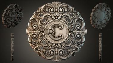 Round decor, rosettes Round rosette with scrolls and a central medallion 3d model
