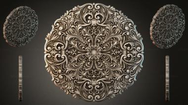 Round decor, rosettes Round panel with scrolls and acanthus leaves 3d model