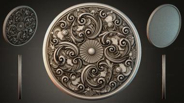 Round decor, rosettes Round rosette with baroque scrolls and a central sun 3d model