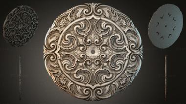 Round decor, rosettes Round rosette with swirls and floral motifs 3d model