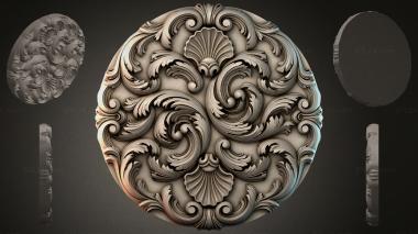 Round decor, rosettes Round rosette with acanthus scrolls and shells 3d model