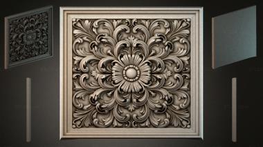 Round decor, rosettes Panel with a central flower and acanthus scrolls 3d model