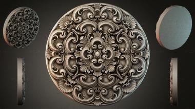 Round decor, rosettes Round carved medallion with scrolls and leaves 3d model