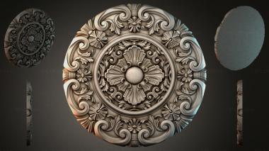 Round decor, rosettes Round rosette with volutes and a central medallion 3d model