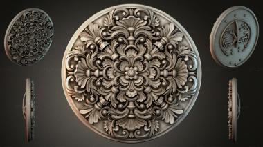 Round decor, rosettes Round rosette with acanthus ornament and curls 3d model