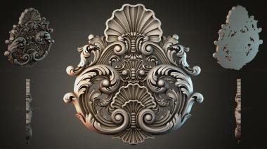 Round decor, rosettes Baroque scroll and shell ornament 3d model