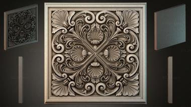 Round decor, rosettes Panel with sinks and volutes in the Baroque style 3d model