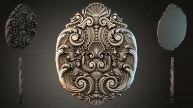 Round decor, rosettes Cartouche with volutes and shells 3d model
