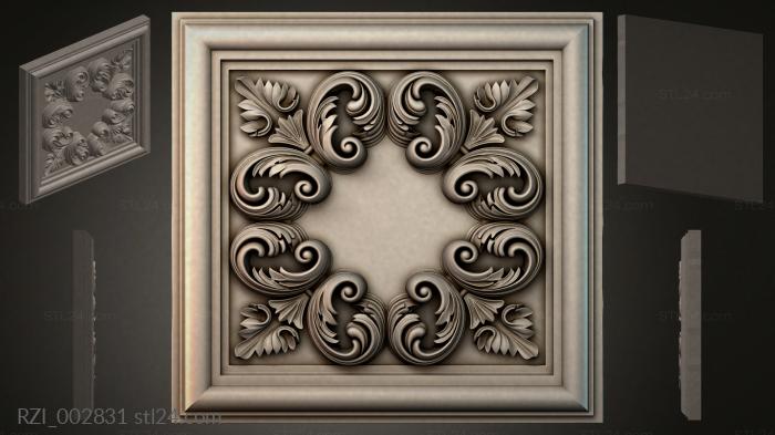 Square panel with volutes and palmettes 3d STL model