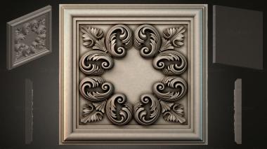 Round decor, rosettes Square panel with volutes and palmettes 3d model