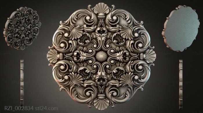 Carved cartouche with volutes and shells 3d STL model