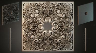 Round decor, rosettes Panel with volutes and sinks in a classic style 3d model