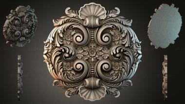 Round decor, rosettes Cartouche with lush volutes and floral rosettes 3d model