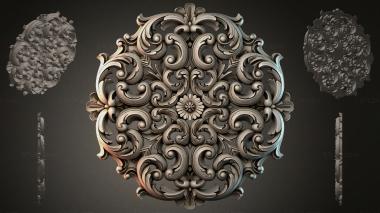 Round decor, rosettes Round carved composition with acanthus and volutes 3d model