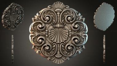 Round decor, rosettes Baroque rosette with swirls and shell 3d model