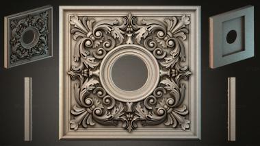 Round decor, rosettes Ceiling rose with volutes and acanthus leaves 3d model