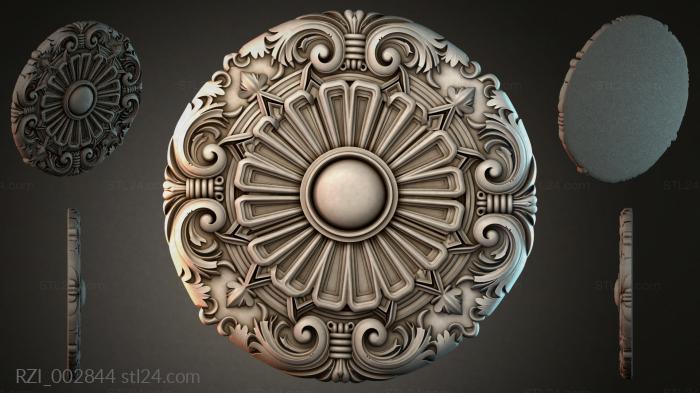 Round rosette with radiant center and volutes 3d STL model