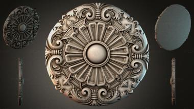 Round decor, rosettes Round rosette with radiant center and volutes 3d model