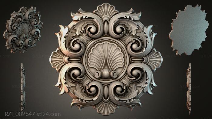 Cartouche with volutes and shell 3d STL model
