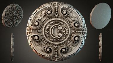 Round decor, rosettes Round medallion with volutes and a central rosette 3d model