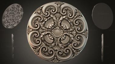 Round decor, rosettes Round rosette with volutes and shells 3d model