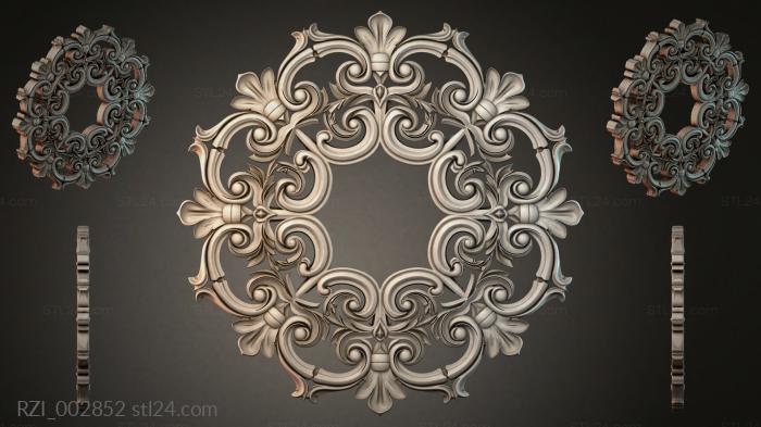 Decorative rosette with volutes and palmettes 3d STL model