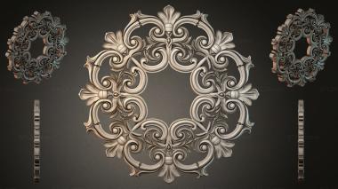 Round decor, rosettes Decorative rosette with volutes and palmettes 3d model