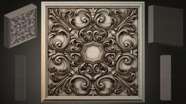 Round decor, rosettes Square panel with symmetrical scrolls and a central hexagon 3d model