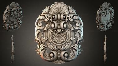 Round decor, rosettes Decorative cartouche with shell and volutes 3d model