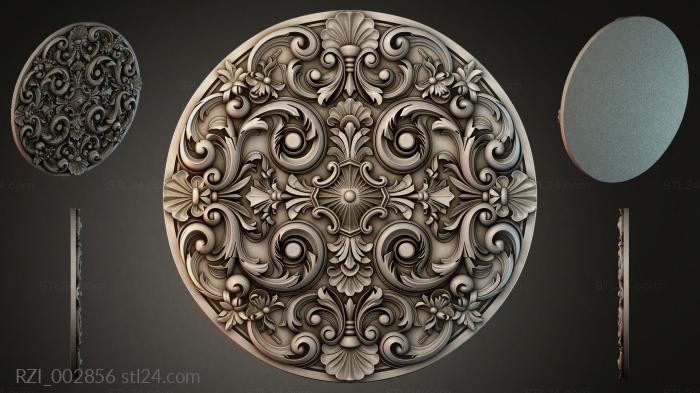 Round rosette with curly acanthus scrolls 3d STL model