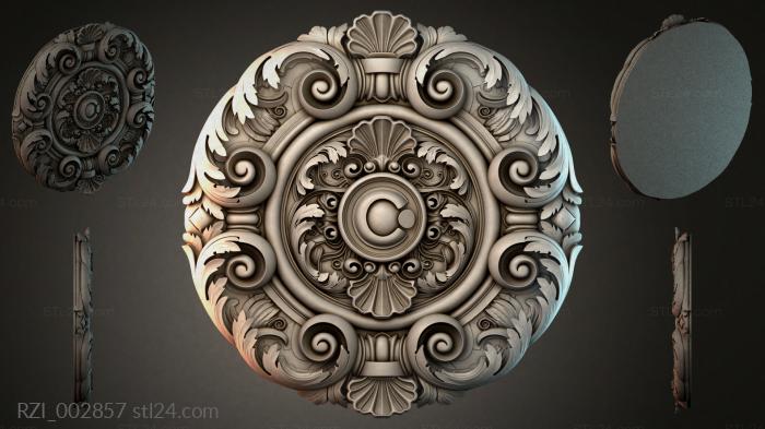 Round rosette with volutes and shells 3d STL model