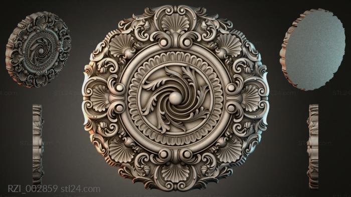 Rosette with swirls and a spiral center 3d STL model