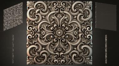Round decor, rosettes Rococo panel with scrolls and palmettes 3d model