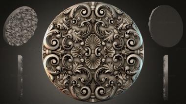 Round decor, rosettes Round rosette with volutes and shells 3d model