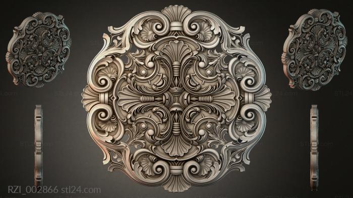 Cartouche with volutes and shells for CNC 3d STL model