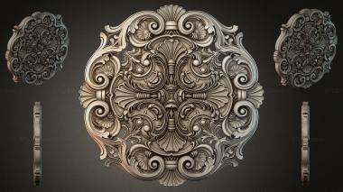 Round decor, rosettes Cartouche with volutes and shells for CNC 3d model