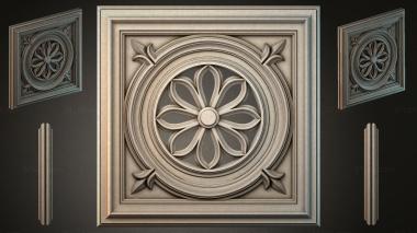 Round decor, rosettes Ceiling medallion with floral rosette and corner ornaments 3d model
