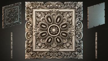 Round decor, rosettes Panel with acanthus leaves and volutes in the center 3d model