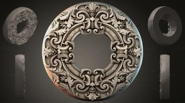 Round decor, rosettes Round rosette with acanthus scrolls and spirals 3d model