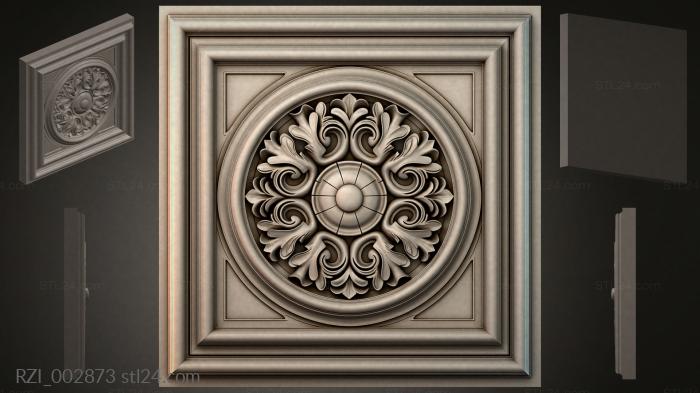 Ceiling rose with acanthus leaf and spiral volutes 3d STL model