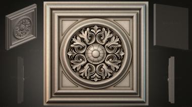 Round decor, rosettes Ceiling rose with acanthus leaf and spiral volutes 3d model