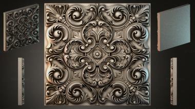 Round decor, rosettes Panel with volutes and a rosette in the center 3d model