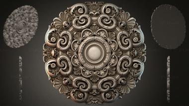Round decor, rosettes Round ornament with swirls and a central rosette 3d model